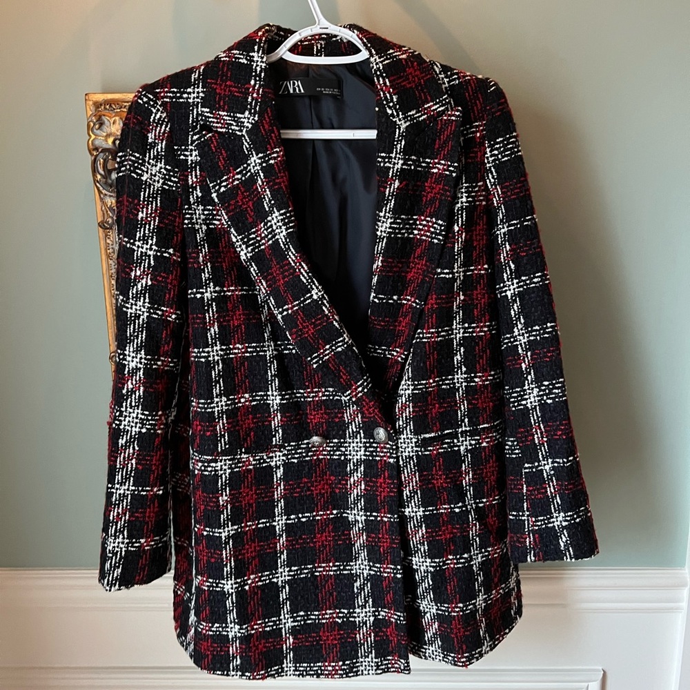 ZARA tweed blazer double breasted